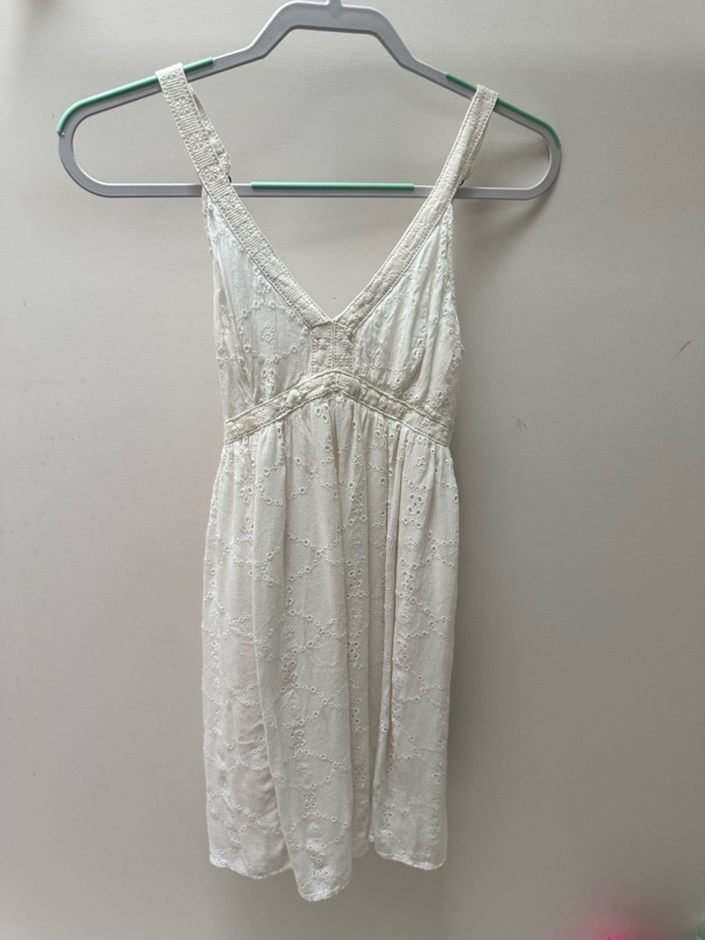 Hollister Cream Eyelet Lace Chemise with V-Neck